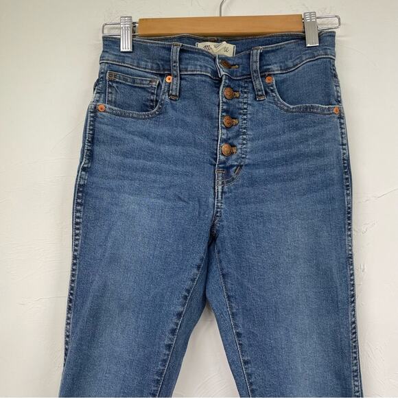 Madewell 10 in High Rise Skinny Button Fly Jeans Womens 25P Blue Medium Wash - Picture 2 of 11